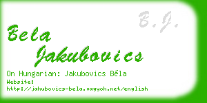 bela jakubovics business card